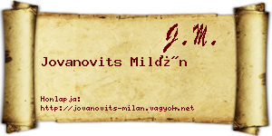 Jovanovits Milán névjegykártya