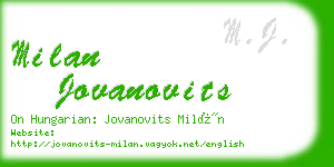 milan jovanovits business card